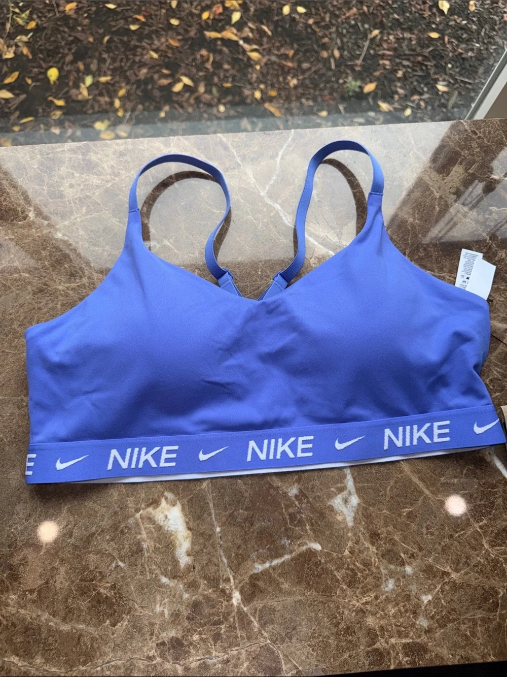 Nike Blue Logo Elastic-Band Light Support Sports Bra
